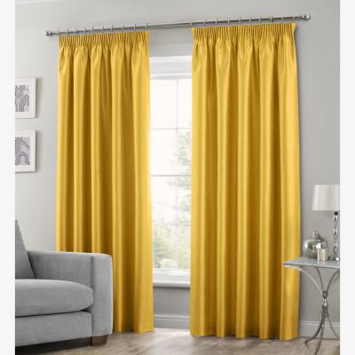 The Range Luxury Faux Silk Plain Curtain Pair - Ochre / 66in / 54in