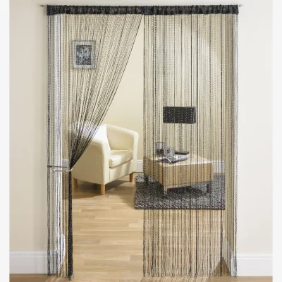 The Range Pair of Glam Metallic String Curtains - Black