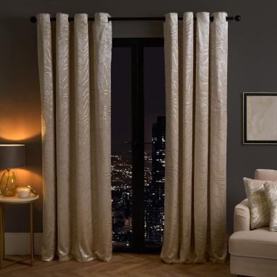 The Range Metallic Wave Matte Velvet Curtains - Natural / 90" wide x 90" drop