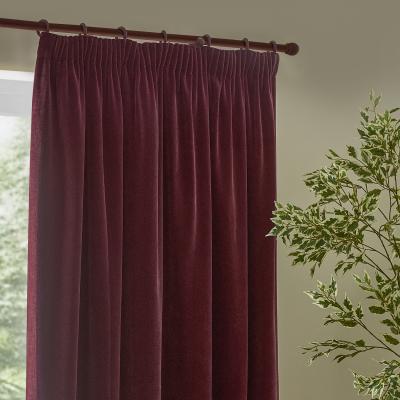 The Range Heavy Chenille Velvet Room Darkening Pencil Pleat Curtains - Beetroot / 117cm / 137cm