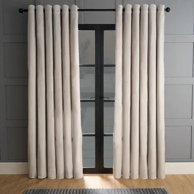 The Range Pair Of Matte Velvet Thermal Eyelet Curtains - Silver / 3.17kg / 228cm