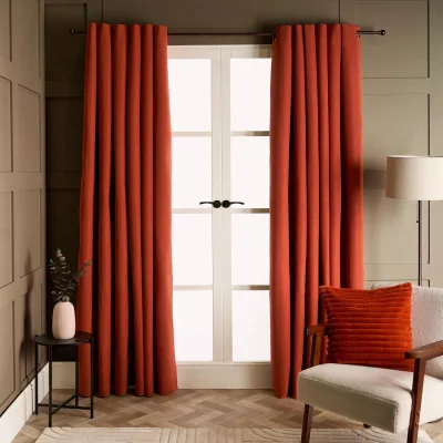 The Range OHS Woven Texture Eyelet Blackout Curtains - Rust