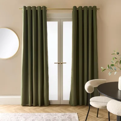 The Range OHS Eyelet Blackout Curtains - Olive Green