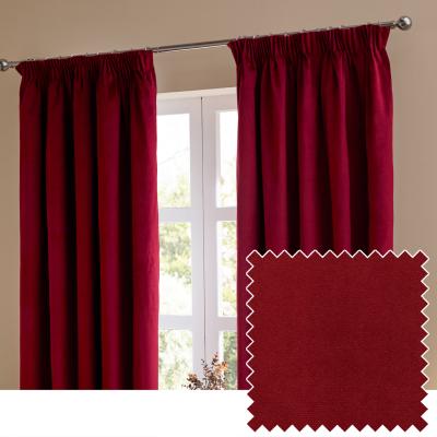 The Range Ultimate Velvet Room Darkening Pencil Pleat Curtain Pair - Burgundy / 117cm / 183cm
