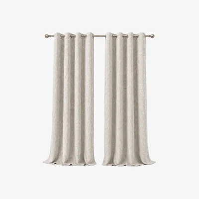 The Range MHG Living 100% Cotton Jacquard Room Darkening Curtains - Thermal Insulated Eyelet Curtain Pair