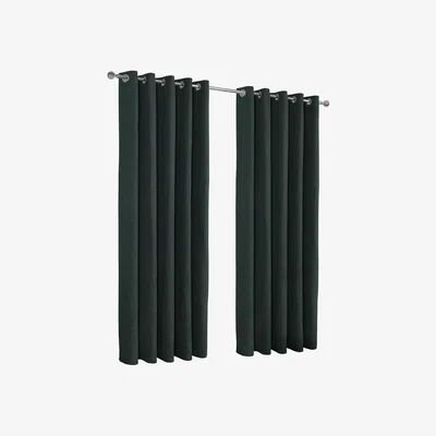 The Range Canterbury Chenille Lined Blackout Eyelet Curtains - Green / 137cm / 165cm