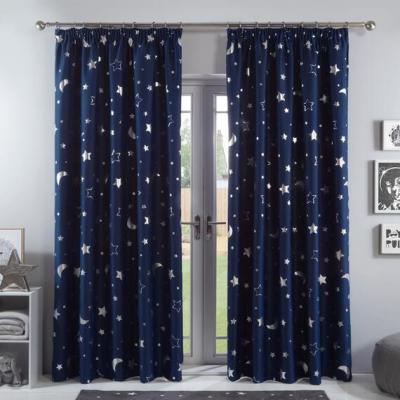 The Range Dreamscene Galaxy Star Pencil Pleat Blackout Curtains - Blue / 46" wide x 72" drop