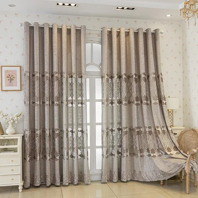The Range Cut-Out Jacquard Sheer Curtain - Coffee / 215cm