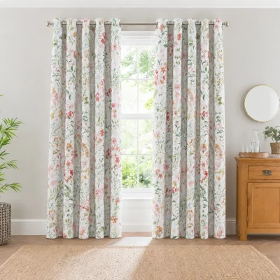 The Range Watercolour Floral Printed Unlined Ringtop Curtains - Multi  / 183cm