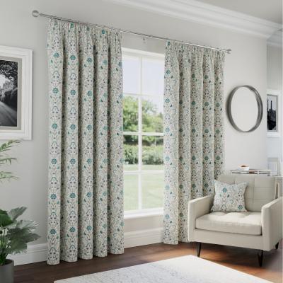 The Range Cotswold Floral Blackout Pencil Pleat Curtains - Blue / 114cm / 137cm