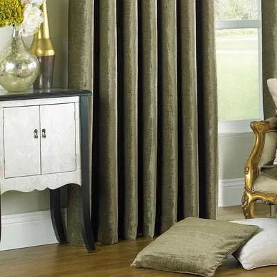 The Range Wellesley Semi-Plain Eyelet Curtain Pair - Mocha / 229cm