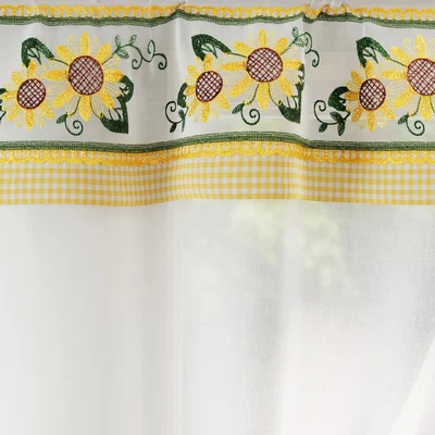 The Range Keswick Yellow Floral Embroidery Window Set with Matching Tie Backs - Yellow / 137cm