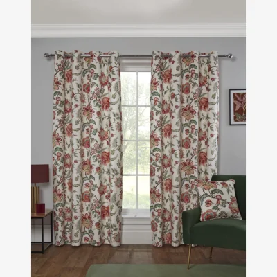 The Range Sundour Linden Fully Lined Eyelet Curtains 100% Polyester Pair 229cm x 274cm - Multi