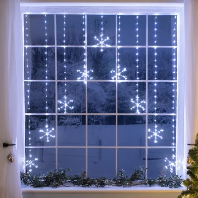 The Range Christmas Snowflake Curtain Light - White
