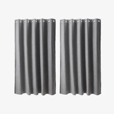 The Range 2 Panels Solid Colour Blackout Linen-Like Curtains - Light Grey / 168cm / 183cm