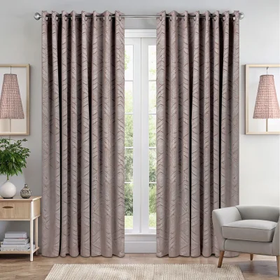 The Range Triple Weave Soft Drape Geometric Aztec Print Ring Top Blackout Curtains - Rust / 168cm / 183cm