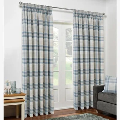 The Range Highbury Check Curtains - Blue / 167cm / 183cm
