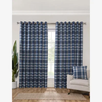The Range Hatfield Check Blackout Curtain - Navy / 168cm / 137cm