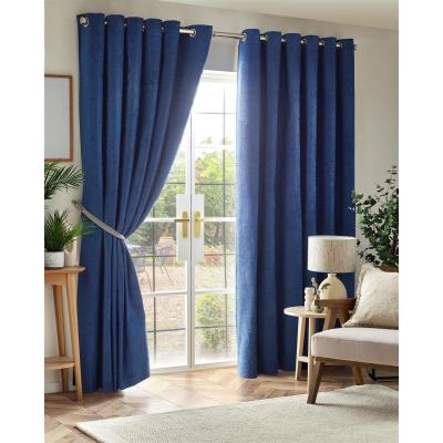 The Range Chenille Blackout Ring Top Eyelet Curtains - Blue / 183cm / 229cm