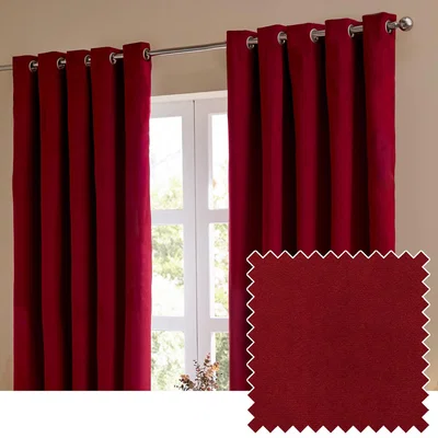 The Range Set of 2 The Ultimate Velvet Blackout Eyelet Curtains - Burgundy / 137cm / 229cm