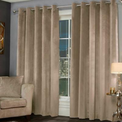 The Range Natural Velvet Shimmer Metallic Eyelet Ring Top Lined Ready Made Curtains - Natural / 28.99kg