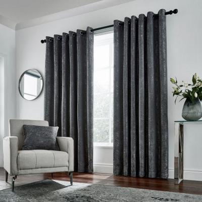 The Rug Seller Roma Lined Eyelet Curtains in Gun Metal Grey by Helena Springfield&nbsp;168x137cm