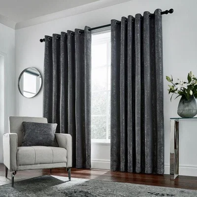 The Rug Seller Roma Lined Eyelet Curtains in Gun Metal Grey by Helena Springfield&nbsp;168cmx183cm
