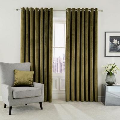 The Rug Seller Escala Lined Eyelet Curtains in Olive Green by Helena Springfield&nbsp;168cmx229cm