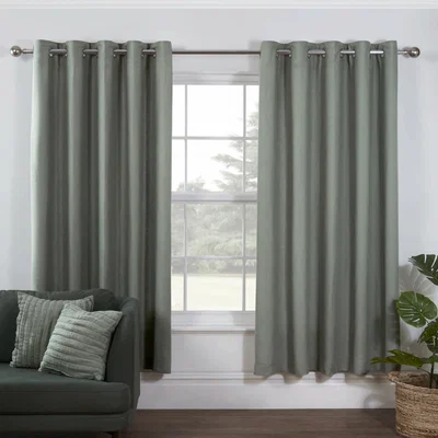 The Rug Seller Lazy Linen Plain Eyelet Curtains in Sage Green&nbsp;167x183cm