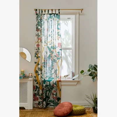 Urban Outfitters Freya Floral Curtain Panel - Blue ALL at Urban Outfitters