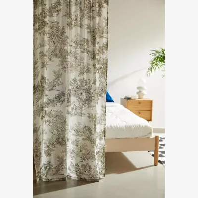 Urban Outfitters Froggy Toile Curtain - Green 213.3cm x 132cm at Urban Outfitters
