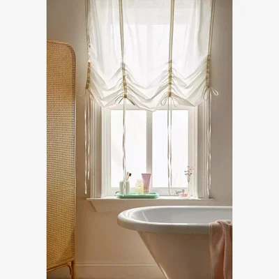 Urban Outfitters White Valance Tie Bow Curtain - White 152cm x 132cm at Urban Outfitters