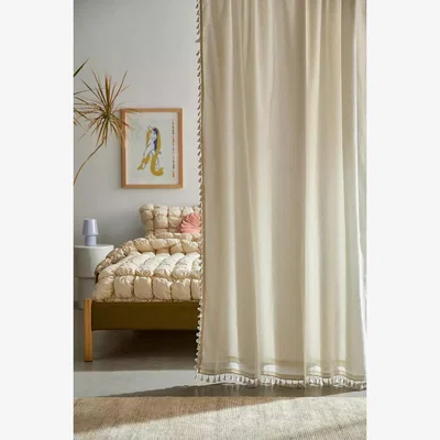 Urban Outfitters White Palma Panel Curtain - White 132cm x 213cm at Urban Outfitters