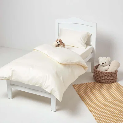 The Range Organic Egyptian Cotton Cot Bed Duvet Cover Set with Pillowcase 400 TC - Cream