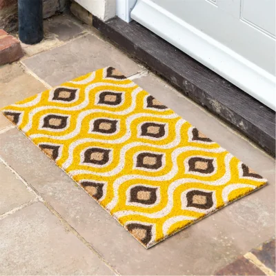 Amara Ikat Ochre and Natural Coir Doormat