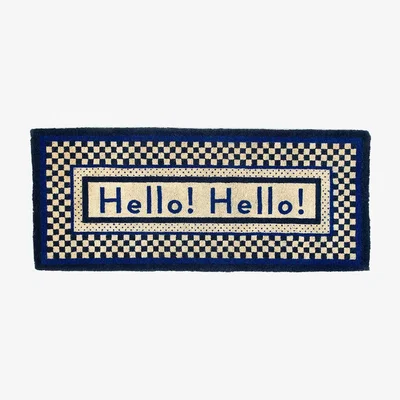 Amara MacKenzie-Childs - 'Hello' Double Door Entrance Mat - Royal