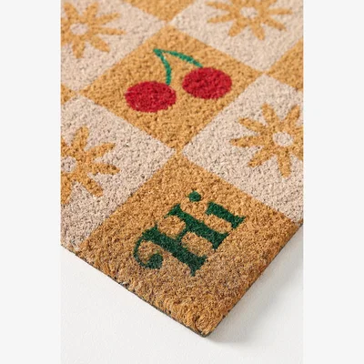 Anthropologie Checkered Fruit Coir Printed Doormat