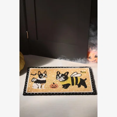 Anthropologie Halloween Frenchies Printed Coir Doormat