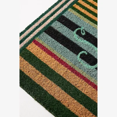 Anthropologie Salut Striped Coir Printed Doormat