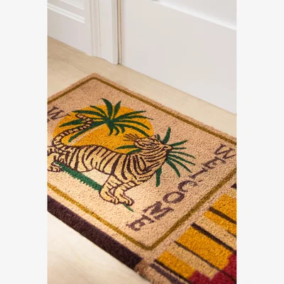 Anthropologie Matchbook Tiger Coir Printed Doormat