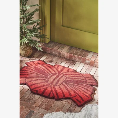 Anthropologie Bow-Shaped Coir Printed Doormat