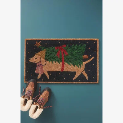 Anthropologie Winnie Dog Coir Printed Doormat