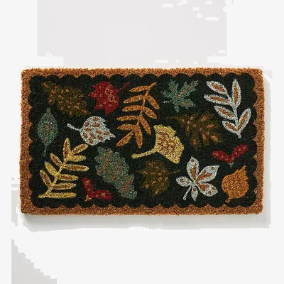 Anthropologie Painted Leaves Doormat