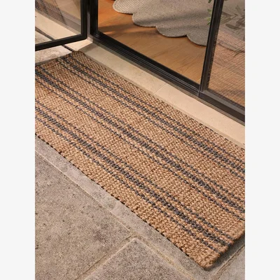 Cox and Cox Braided Jute French Stripe Doormat - Double
