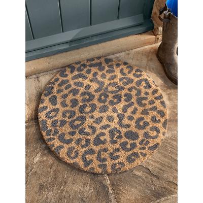 Cox and Cox Grey Leopard Print Circle Doormat