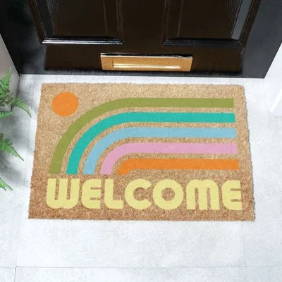 Dunelm Artsy Mats Elizabeth Olwen Welcome Rainbow Coir Doormat
