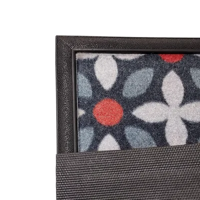 Dunelm Scrape N Sorb Floral Geometric Outdoor Doormat Black