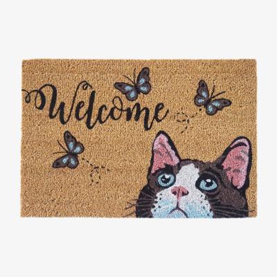 Dunelm Cat Butterfly Doormat Brown