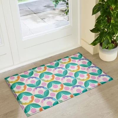 Dunelm Artsy Mats Elizabeth Olwen Petal Pink Dots Indoor Outdoor Doormat