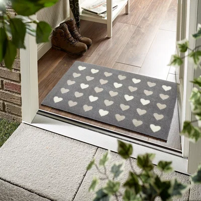 Dunelm Marvel Washable Heart Mat Grey